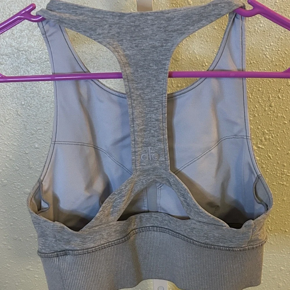 ALO Yoga Heather Gray Sports Bra - Picture 3 of 4